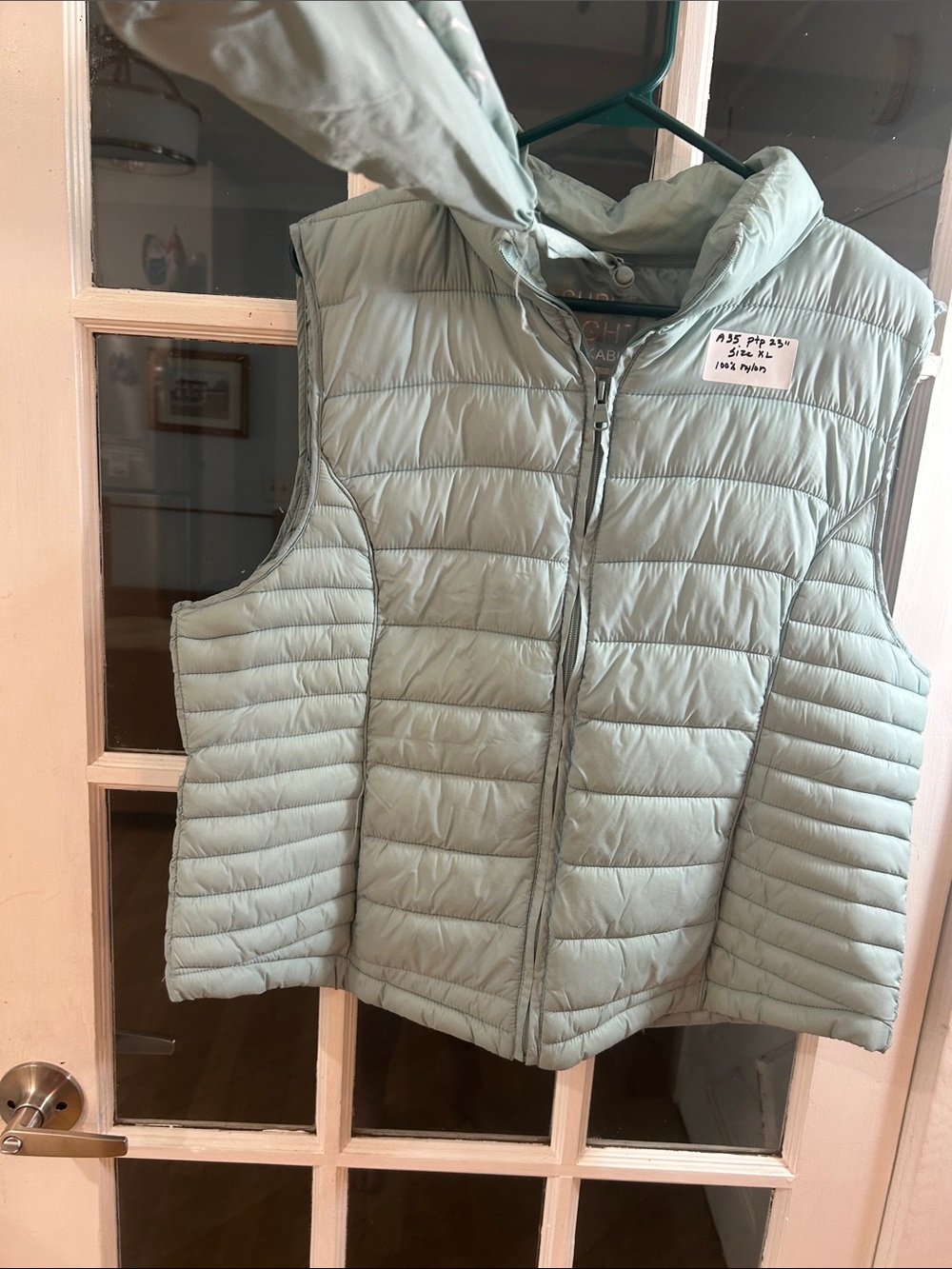 A35.    Light Mint Puffer Vest - Quilted Sleeveless Jacket